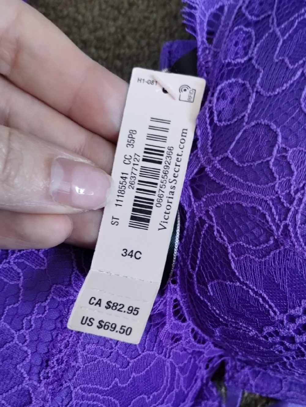 Victoria's Secret Purple Lace Bombshell Bra Shiny - Picture 2 of 6